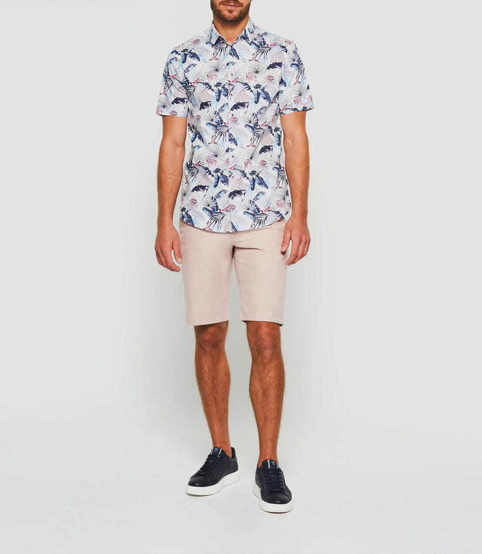 izac Chemise manches courtes blanche et bleue "King"