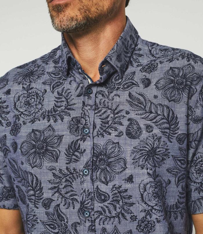 Izac Chemise Manches Courtes Bleu Indigo "Kong"