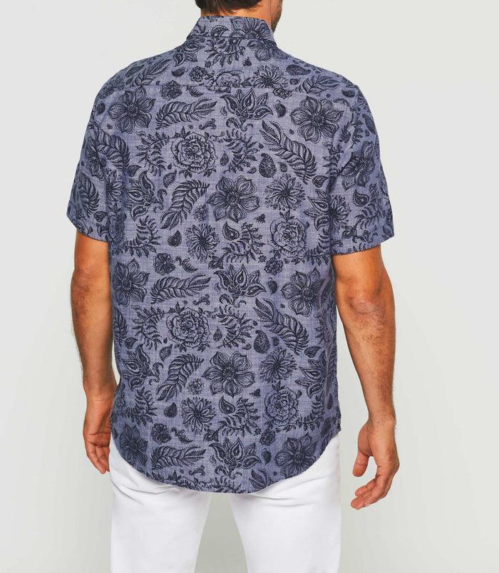 Izac Chemise Manches Courtes Bleu Indigo "Kong"
