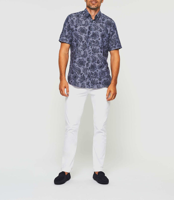 izac Chemise manches courtes bleu indigo "Kong"