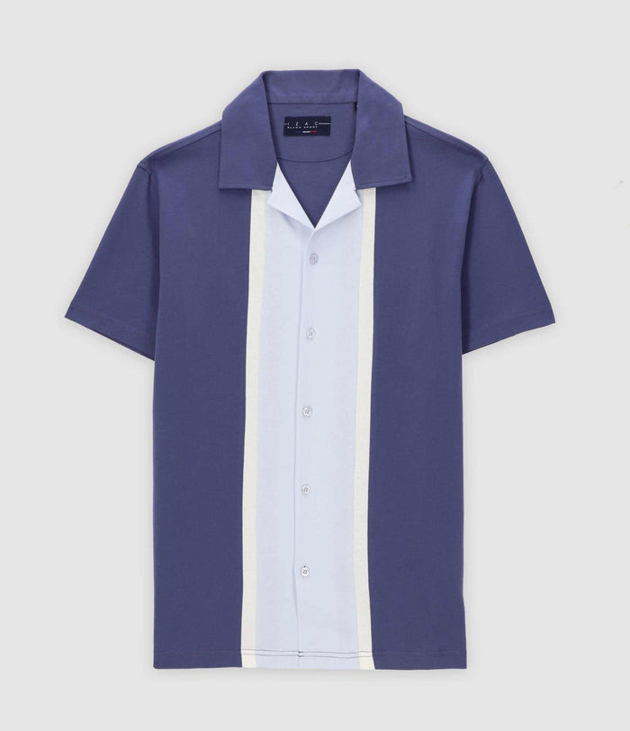 izac Chemise manches courtes en jersey bleu KAMI2