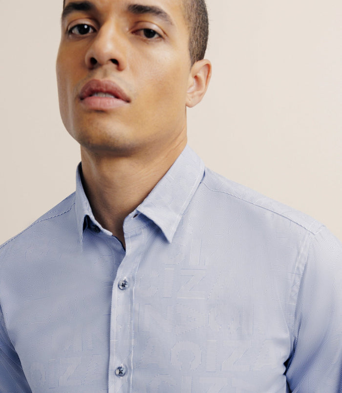 Izac Chemise Manches Longue Droite Bleue