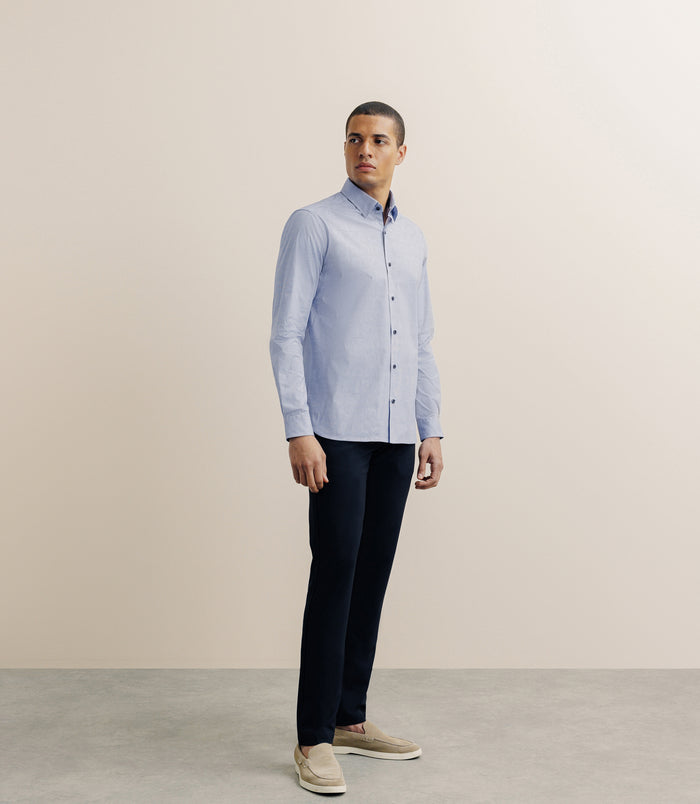 Izac Chemise Manches Longue Droite Bleue