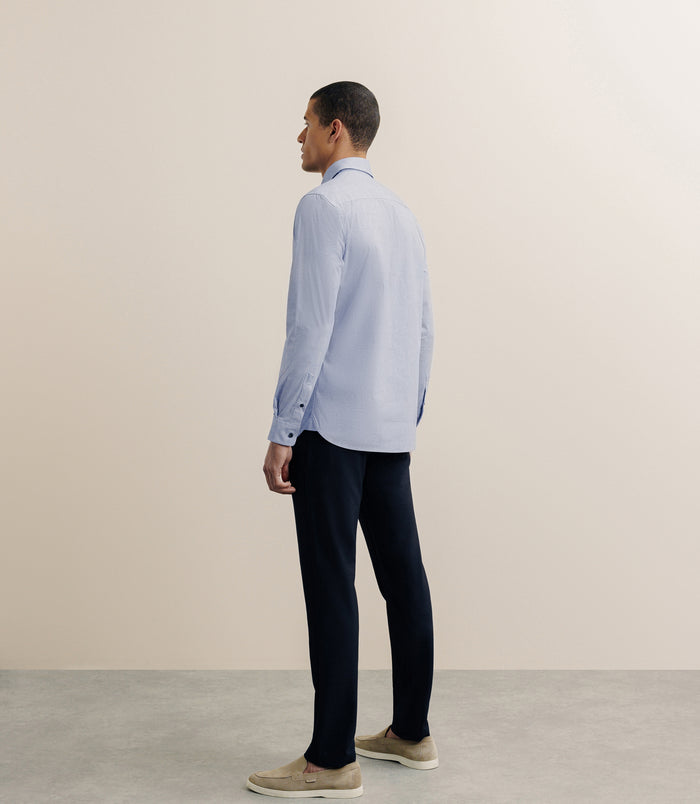 Izac Chemise Manches Longue Droite Bleue