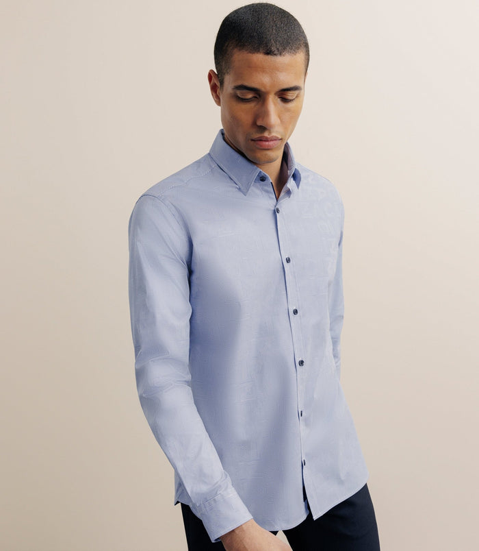 izac Chemise manches longue droite bleue