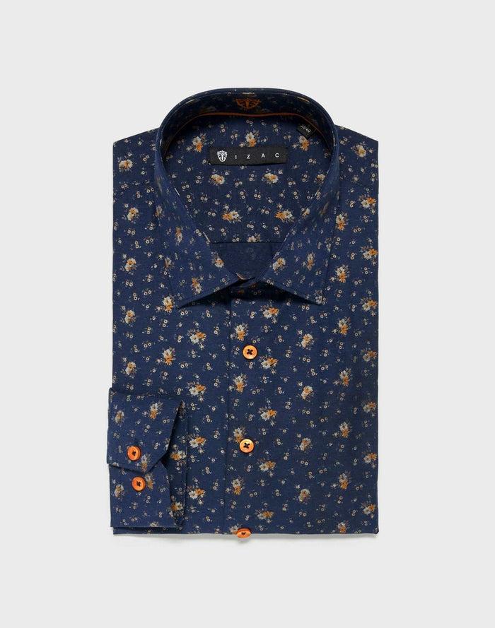izac Chemise marine micro motif