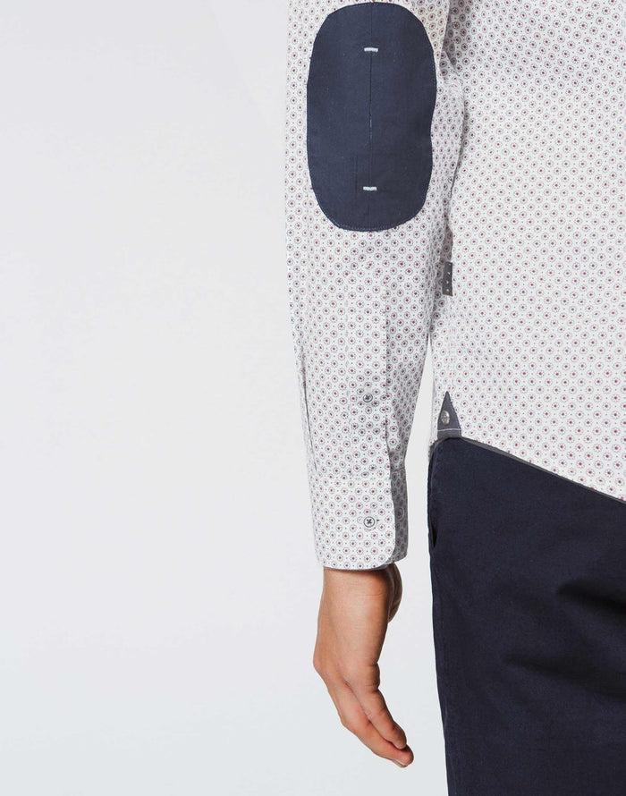 Izac Chemise Micro Motif Blanc
