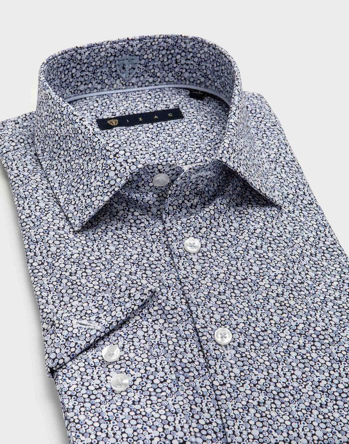 Izac Chemise Micro Motif Bleu
