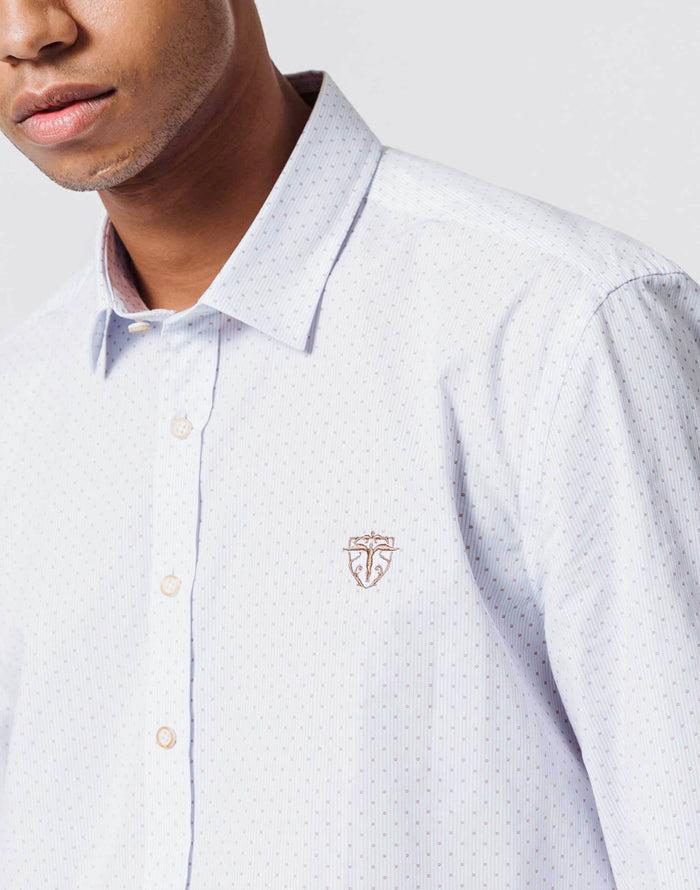 Izac Chemise Micro Motif Bleu Ciel