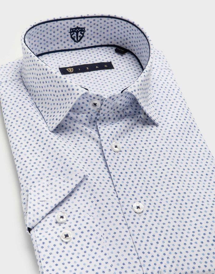 Izac Chemise Micro Motif Bleu Ciel "Larry"