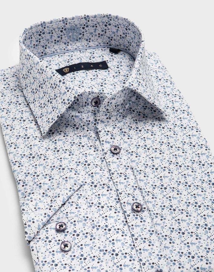 Izac Chemise Micro Motif Bleu
