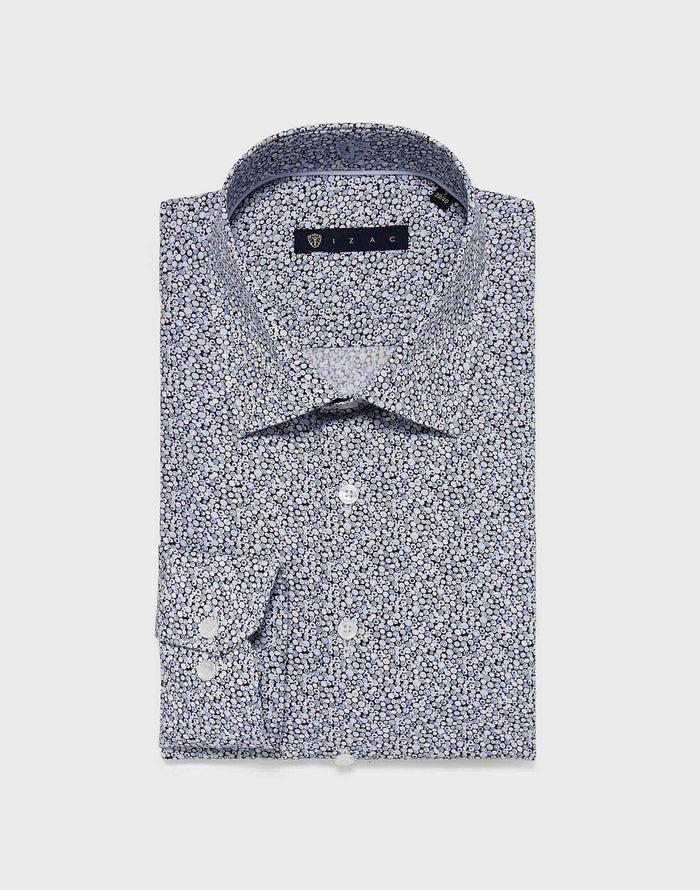 izac Chemise micro motif bleu