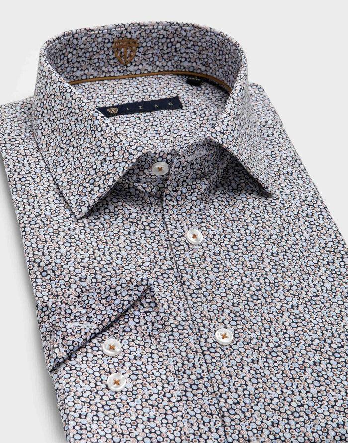 Izac Chemise Micro Motif Camel