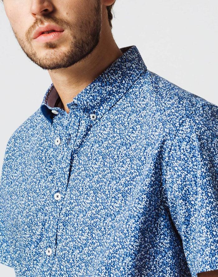 Izac Chemise Micro Motif Marine