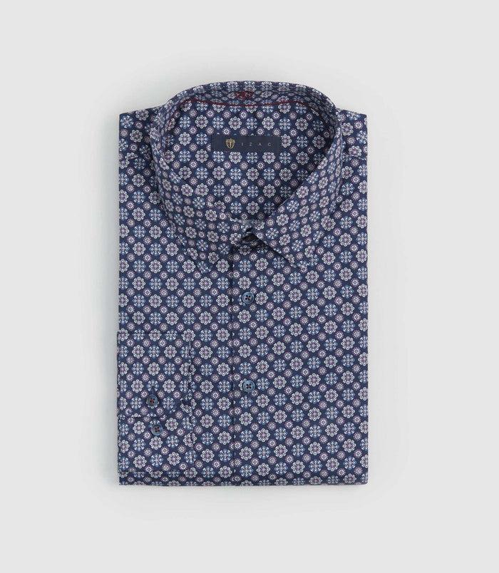 izac Chemise micro motif marine "Sienne"