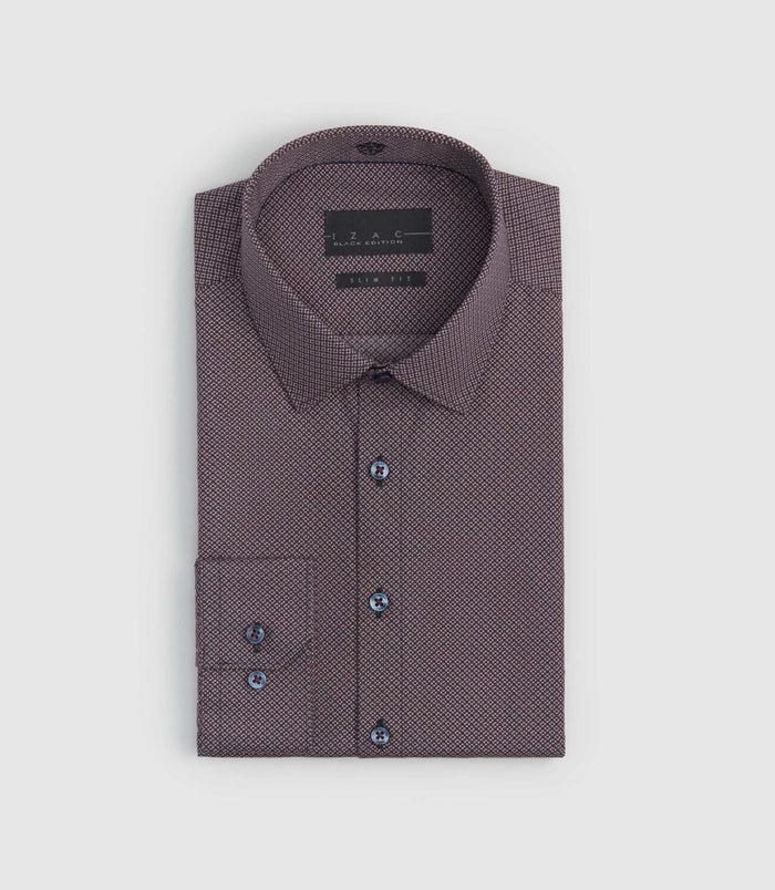 Izac Chemise Micro Motifs Bordeaux "Samba"