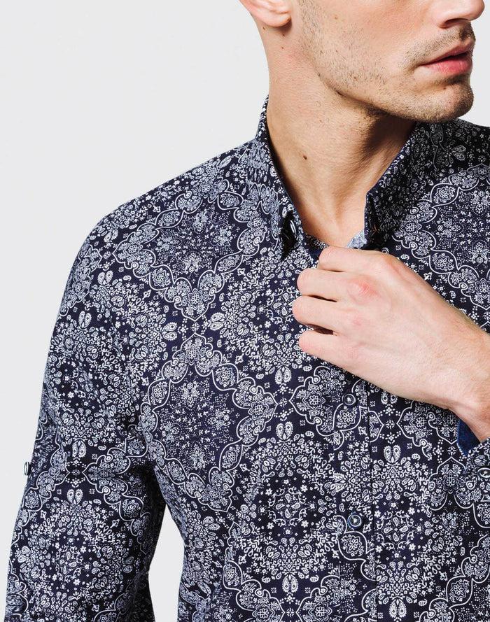 Izac Chemise Motif Bandana Marine