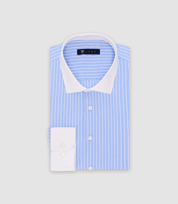 izac Chemise rayée ciel et blanche