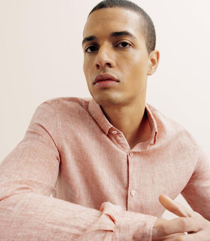 Izac Chemise Regular 100% Lin Orange