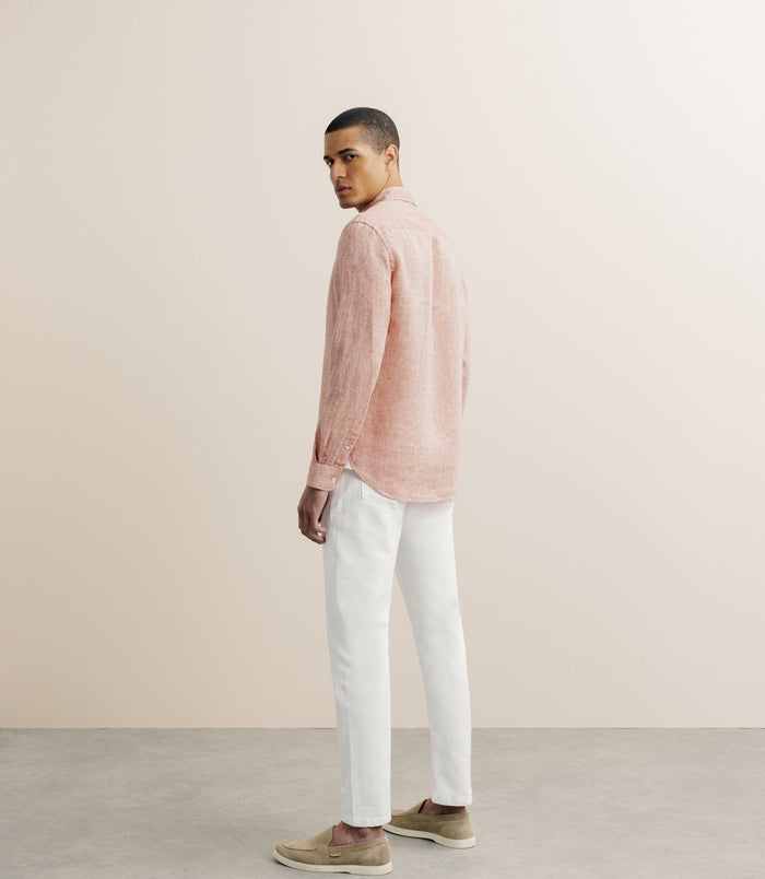 Izac Chemise Regular 100% Lin Orange