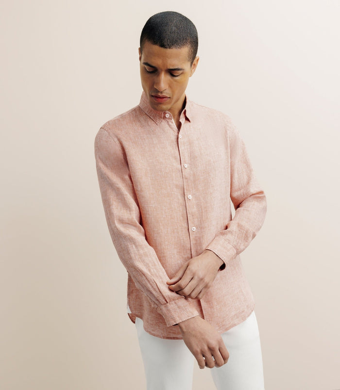 izac Chemise regular 100% lin orange