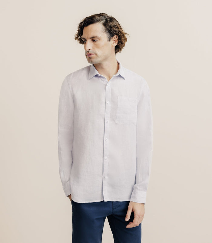 izac Chemise regular 100% lin parme