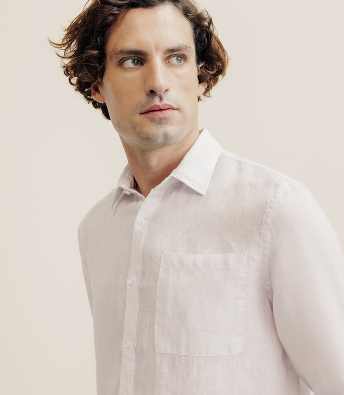 Izac Chemise Regular 100% Lin Rose