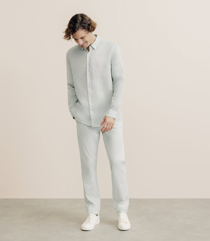 Izac Chemise Regular 100% Lin Vert Clair