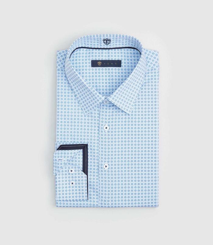 izac Chemise regular à imprimé bleu "Simon"