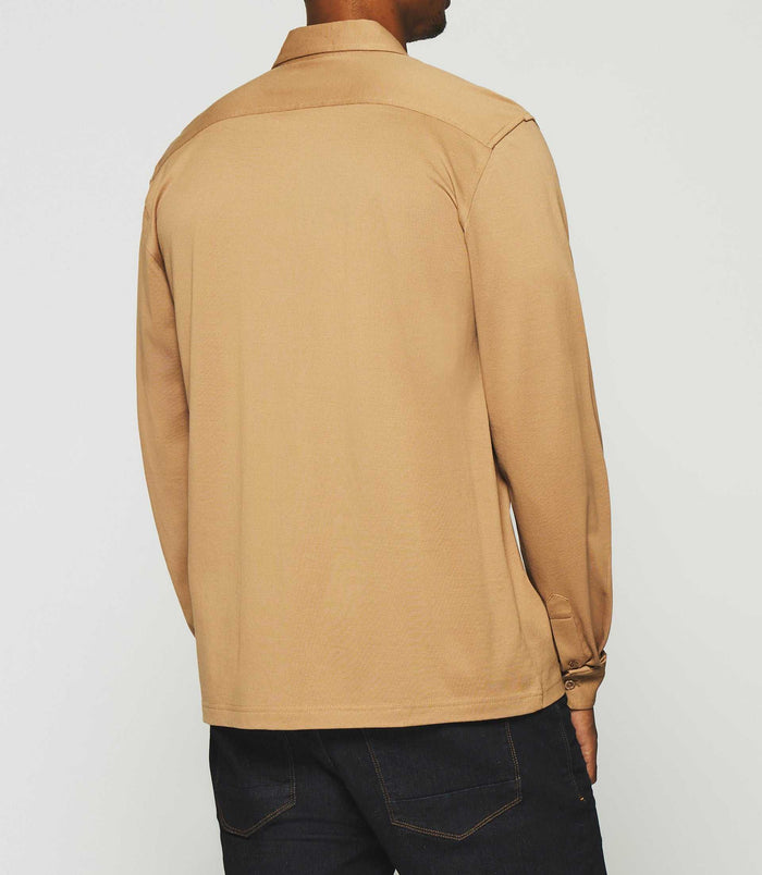 Izac Chemise Regular En Jersey Unie Camel KANTIN