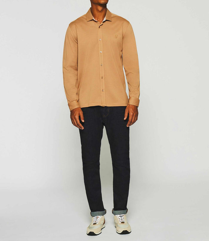 izac Chemise regular en jersey unie camel KANTIN