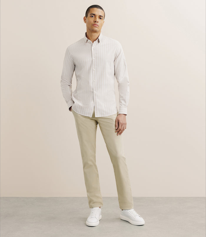 Izac Chemise Regular Rayée Beige