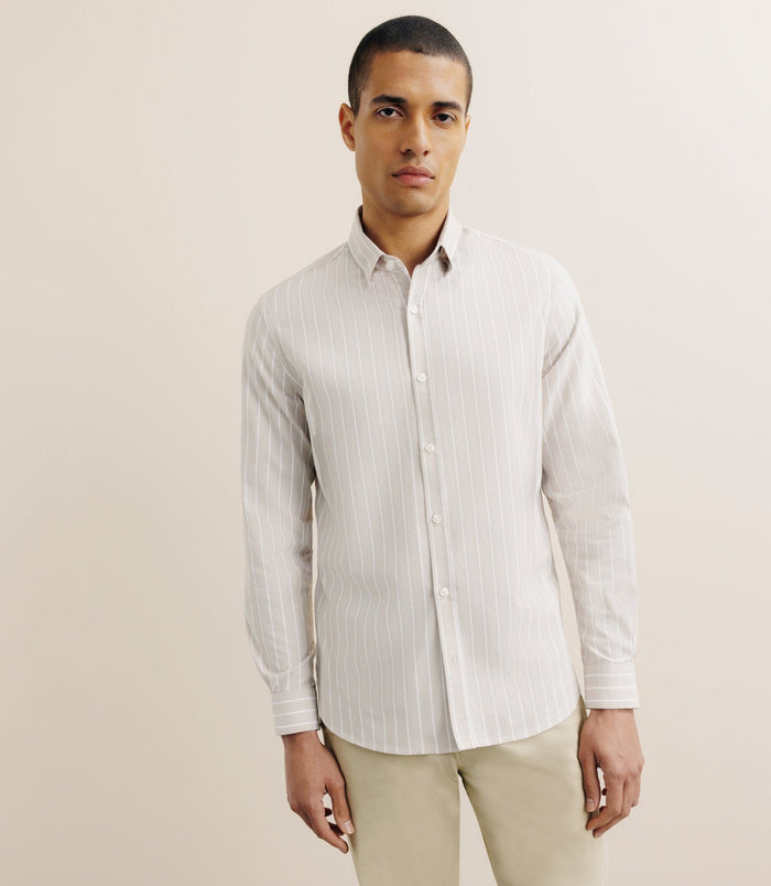 izac Chemise regular rayée beige