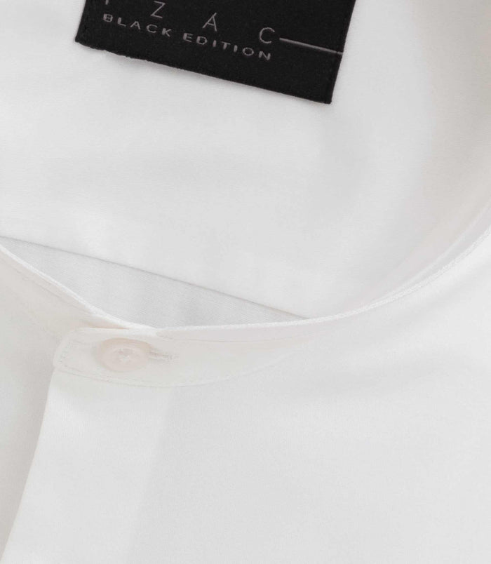 Izac Chemise Satin Col Officier Blanche "Benjamin"