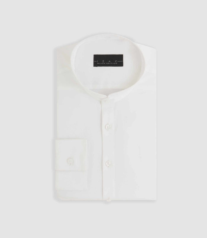 izac Chemise satin col officier blanche PRAVEEN