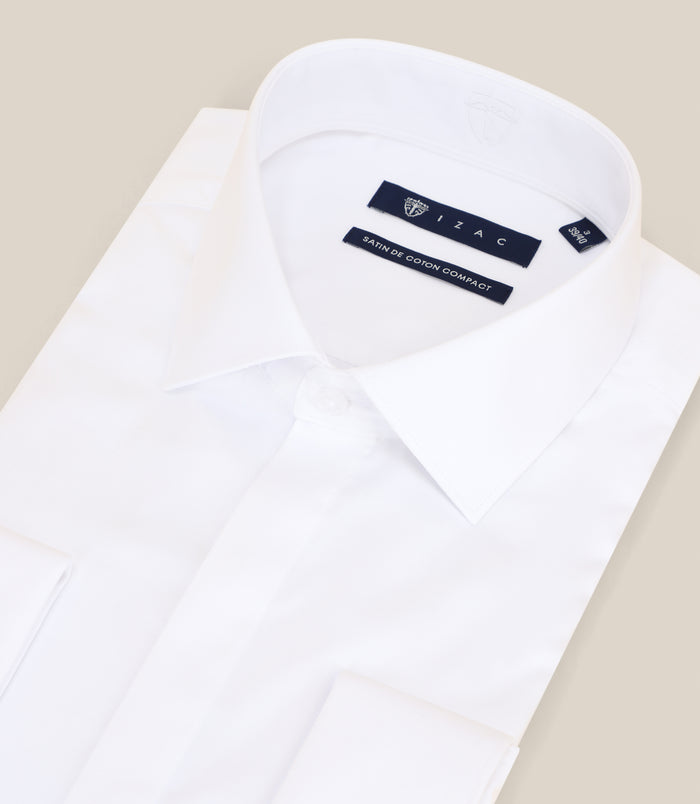 Izac Chemise Satin De Coton Blanche