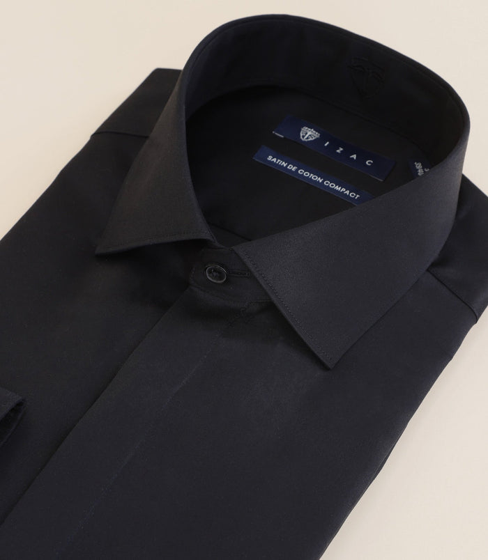 Izac Chemise Satin De Coton Noire