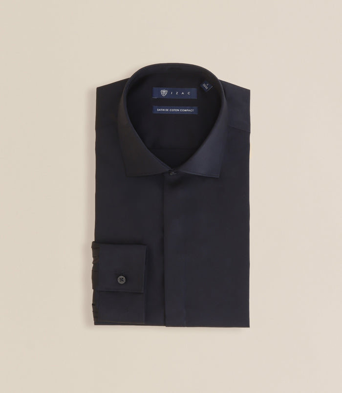 izac Chemise satin de coton noire