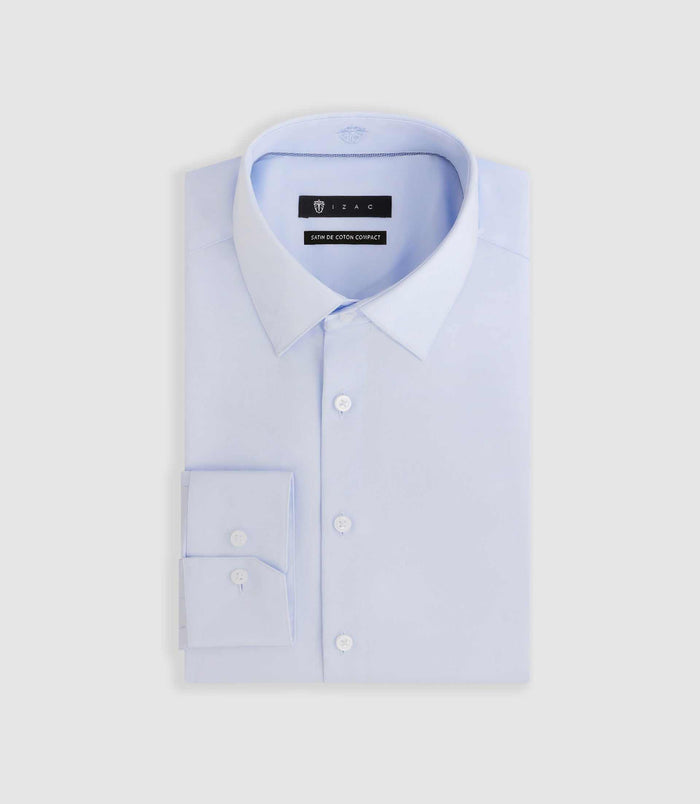 Izac Chemise Satin Slim Ciel "Satinslim"