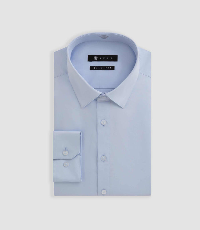 izac Chemise satin slim ciel "Satinslim"