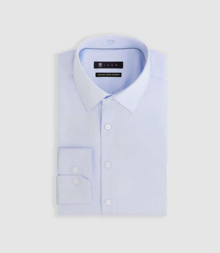izac Chemise satin slim ciel "Satinslim"