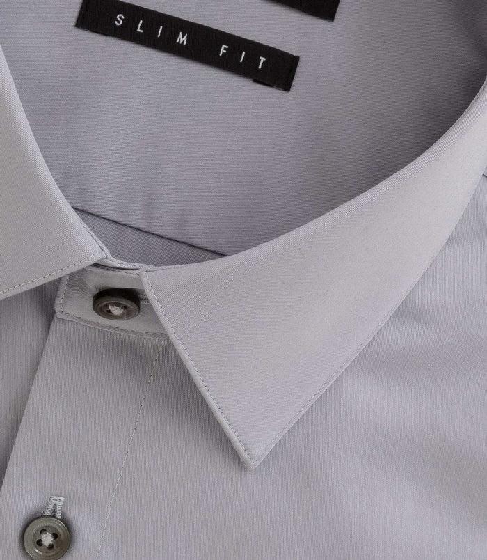 Izac Chemise Satin Slim Gris-clair "Satinslim Coton"
