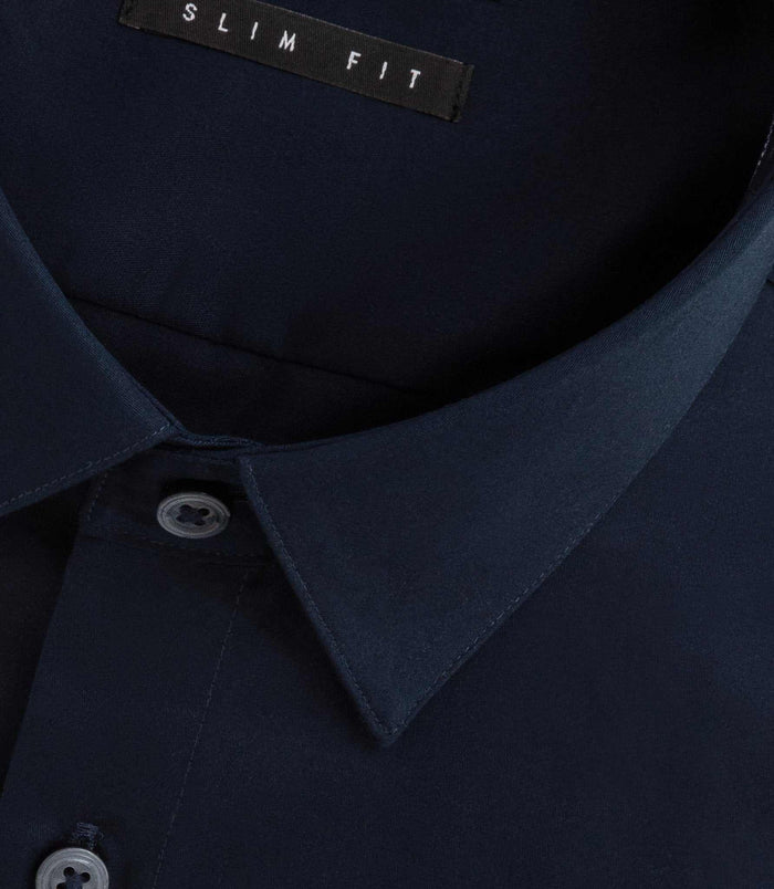 Izac Chemise Satin Slim Marine "Satinslim Coton"