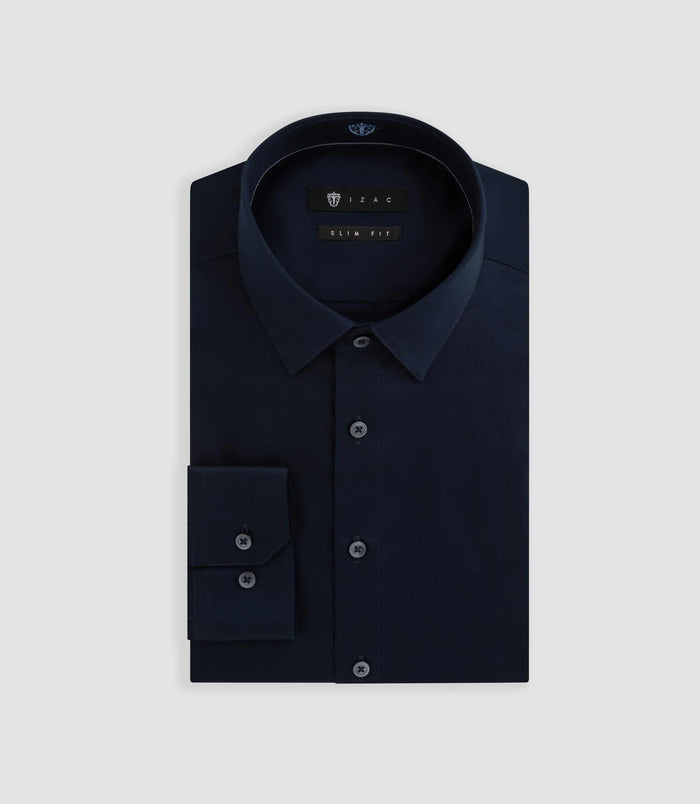 izac Chemise satin slim marine "Satinslim"
