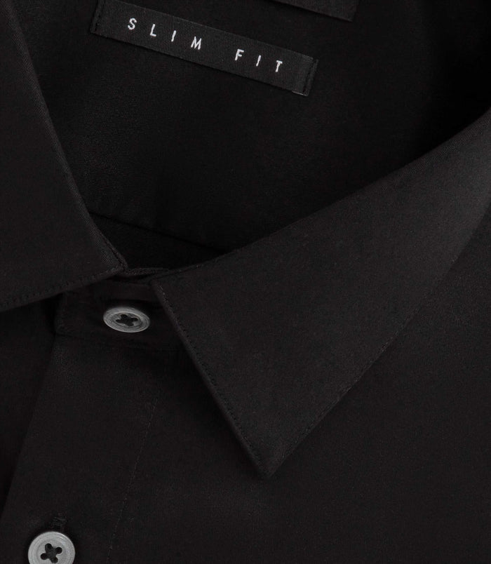 Izac Chemise Satin Slim Noir "Satinslim"