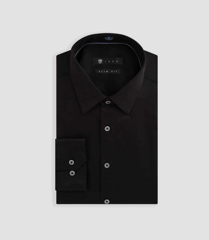 izac Chemise satin slim noir "Satinslim"