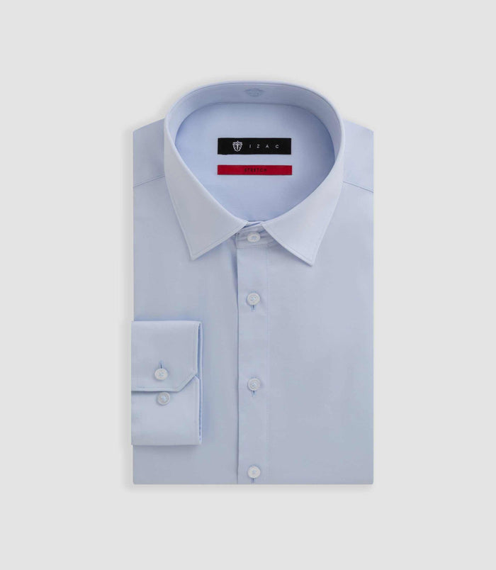 Izac Chemise Satin Stretch Ciel "Sastretchbasic"