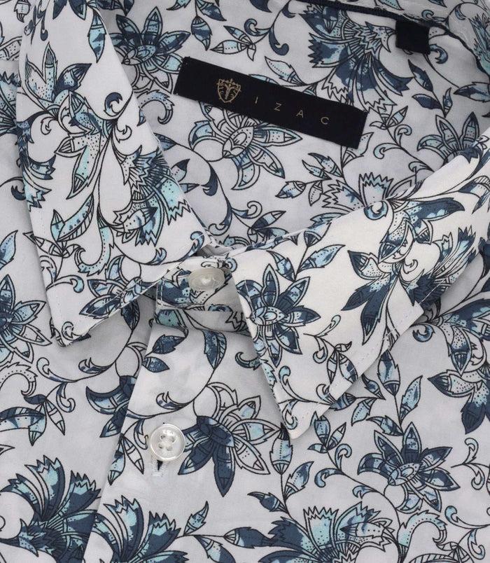 Izac Chemise Slim à Imprimé Floral Blanc
