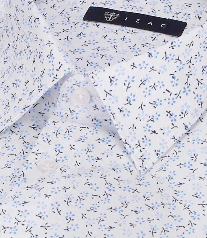 Izac Chemise Slim à Imprimé Floral Bleu MADECOUT