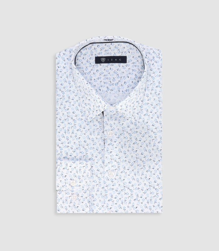 izac Chemise slim à imprimé floral bleu MADECOUT